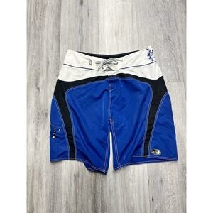 Vintage Lost Industries Enterprises Color Blocked Blue Board Shorts Size 38
